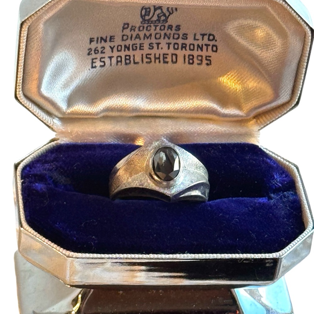 Mens MC Mid century 1960s sterling silver modernist 925 hematite ring - Picture 3 of 9